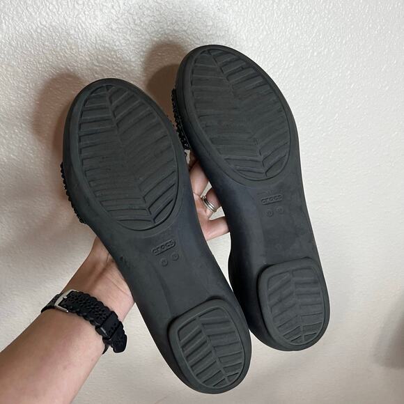 Crocs black Lina Embellished D'Orsay Flats in Croslite WOMENS 10 - Picture 4 of 6